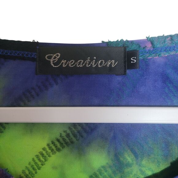 Creation Mixed Media Neon Tunic Top Women's Size Small Colorful Artsy Boho - Picture 6 of 12